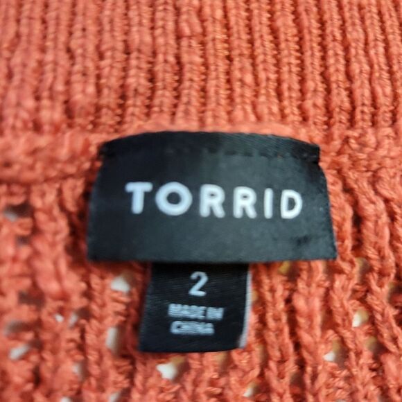 2X TORRID PSL FALL BURNT BRICK ORANGE RED BREATHABLE FALL SWEATER - Picture 3 of 8